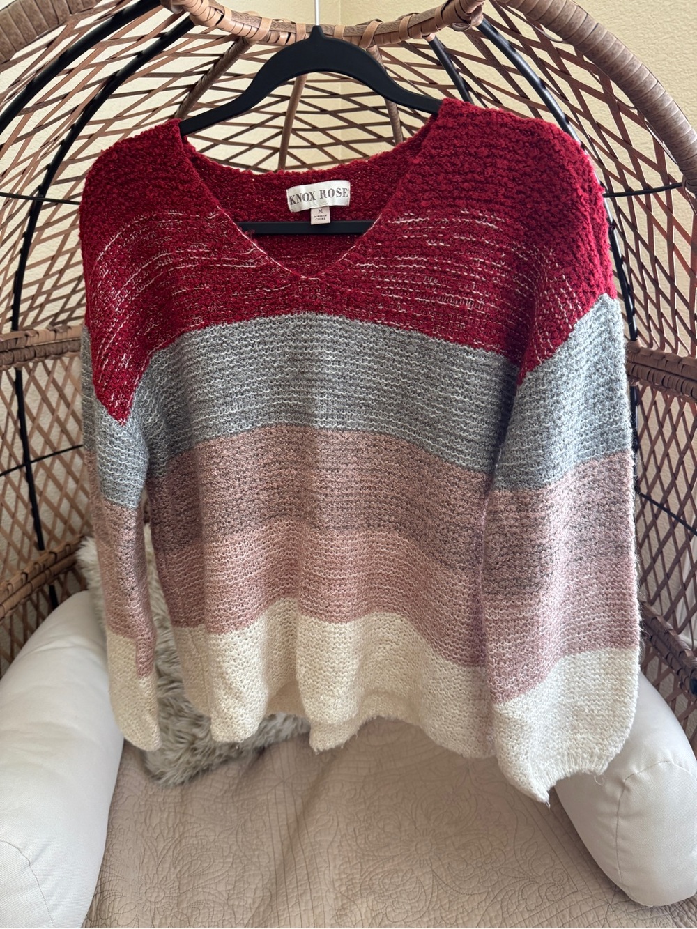 Knox Rose Red Pink Stripe Sweater Medium